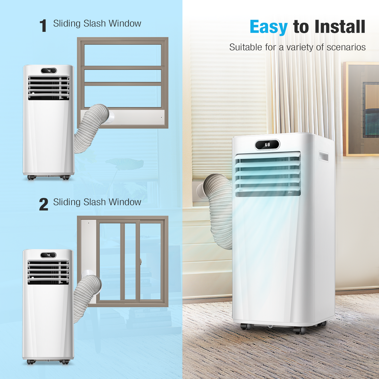 ZAFRO 8,000 BTU Portable Air Conditioner, Air Conditioner for Room Up
