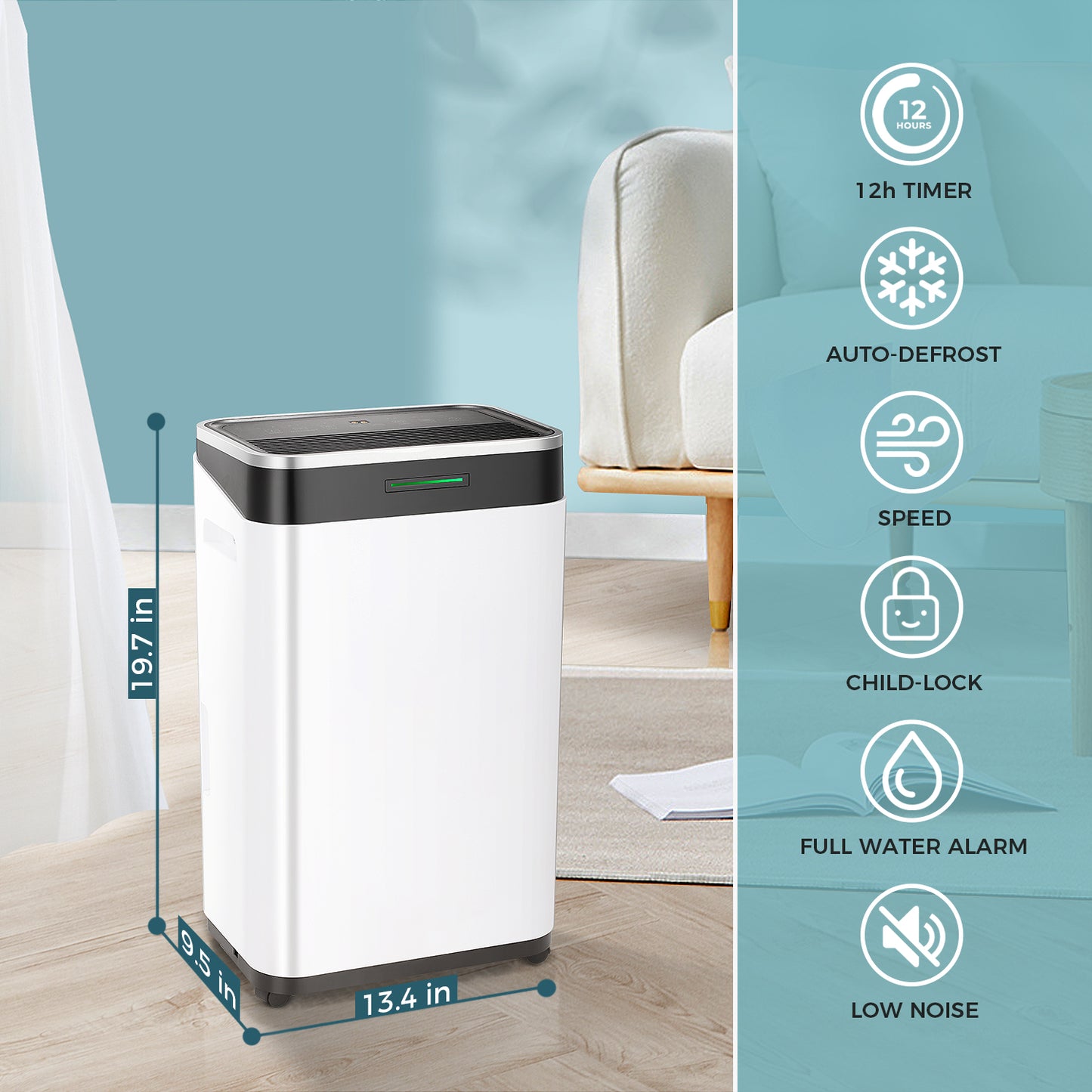 ZAFRO 45 Pints Dehumidifier for Home/Basement/Large Room with Drain Hose