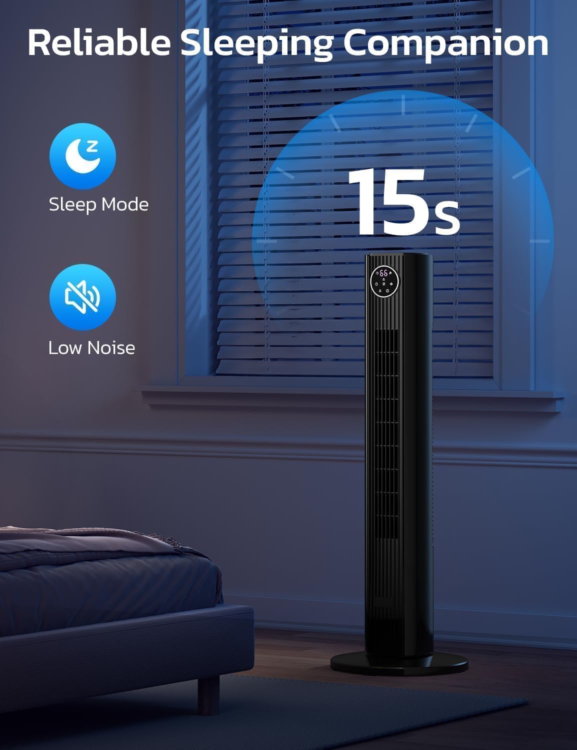 ZAFRO 36-Inch Oscillating Tower Fan with 4 Modes, 3 Speeds & 12H Timer