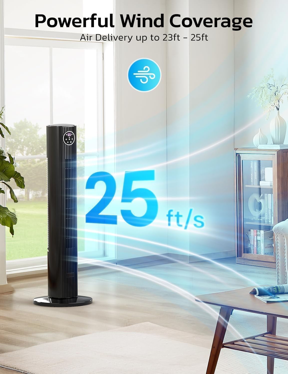 ZAFRO 36-Inch Oscillating Tower Fan with 4 Modes, 3 Speeds & 12H Timer
