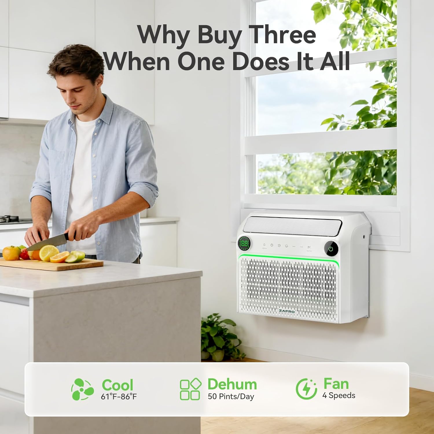 ZAFRO 10,000 BTU U-Shaped Smart Inverter Window Air Conditioner Cools Up To 450 sq. ft.