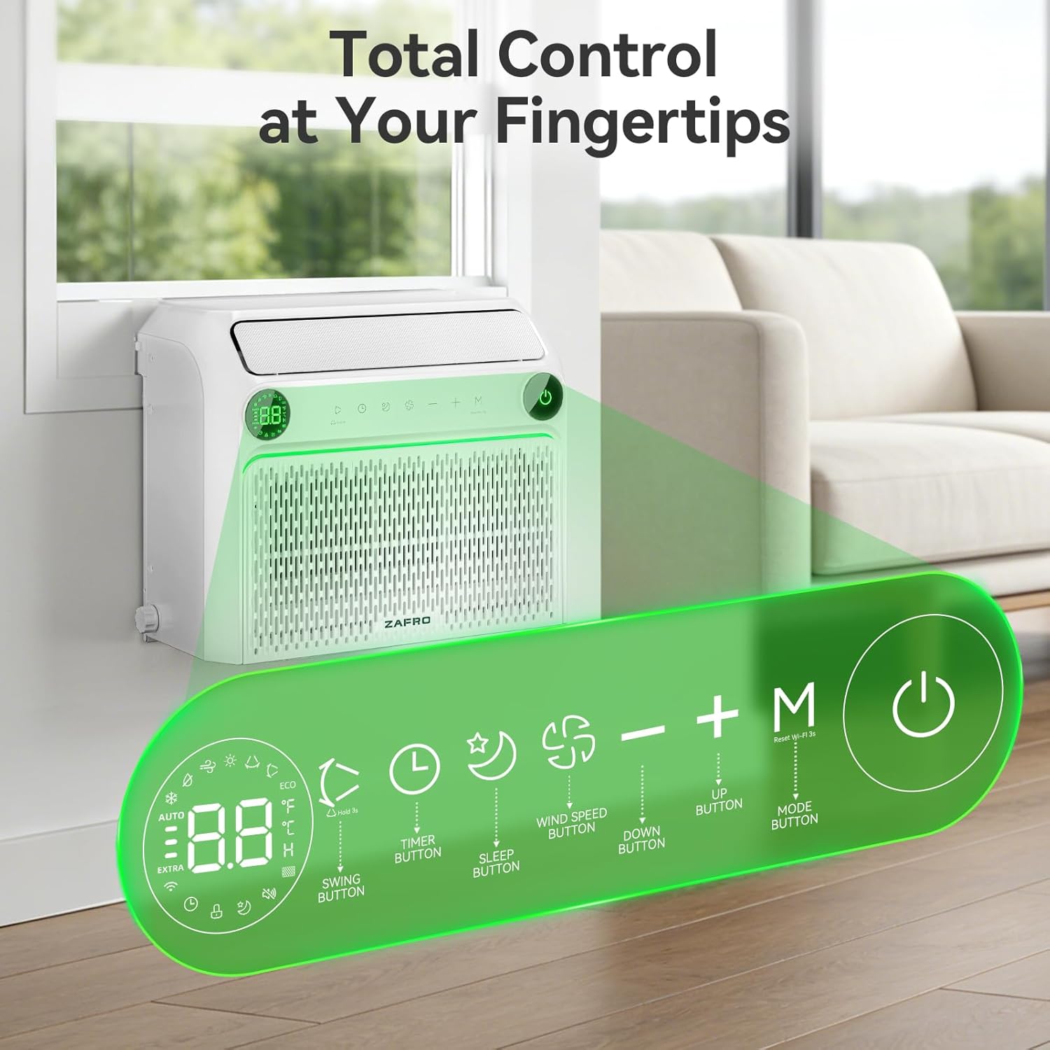 ZAFRO 12,000 BTU U-Shaped Smart Inverter Window Air Conditioner Cools Up To 550 sq. ft.