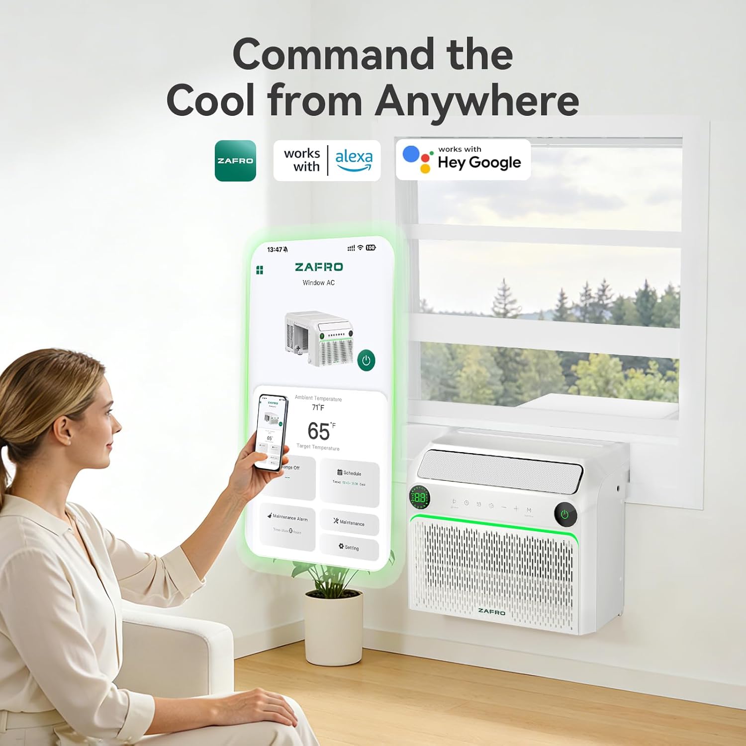 ZAFRO 12,000 BTU U-Shaped Smart Inverter Window Air Conditioner with Heat for Rooms Up To 550 sq. ft.