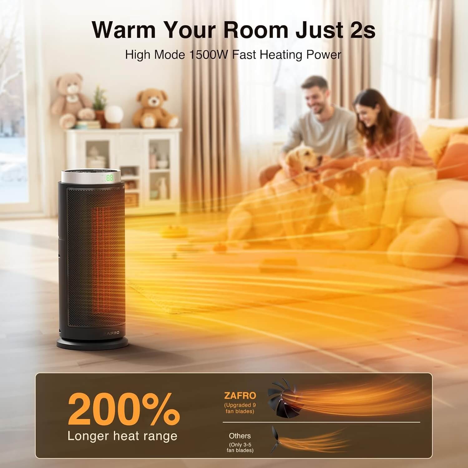 ZAFRO Tower Electric Space Heater with Thermostat