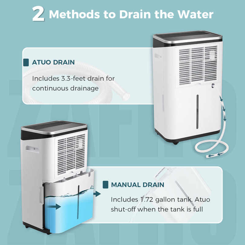 ZAFRO 45 Pints Dehumidifier for Home/Basement/Large Room with Drain Hose
