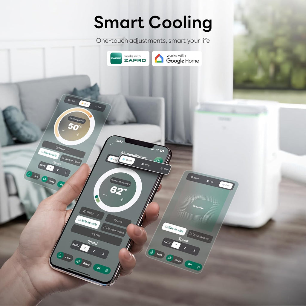 ZAFRO 14,000 BTU Smart Inverter Portable Air Conditioner Cools Up To ...