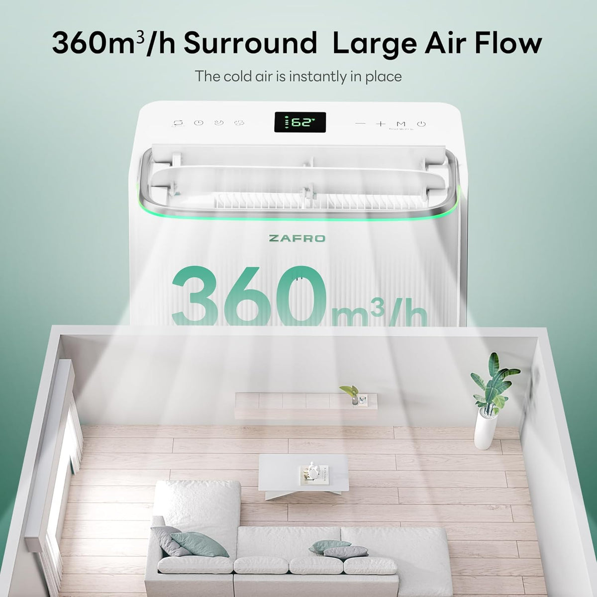 ZAFRO 14,000 BTU Smart Inverter Portable Air Conditioner Cools Up To ...