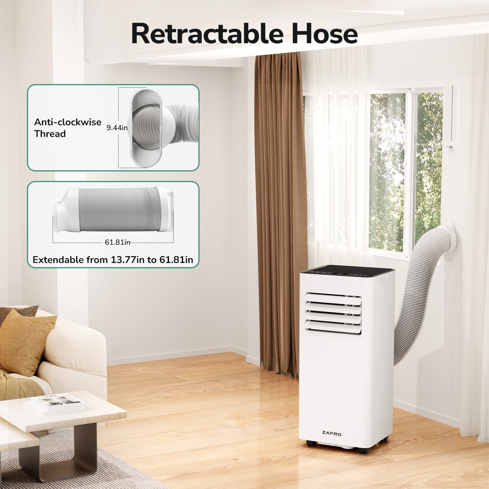 ZAFRO 10,000 BTU (6,000 BTU SACC) Portable Air Conditioner Cools Up To 300 sq. ft.