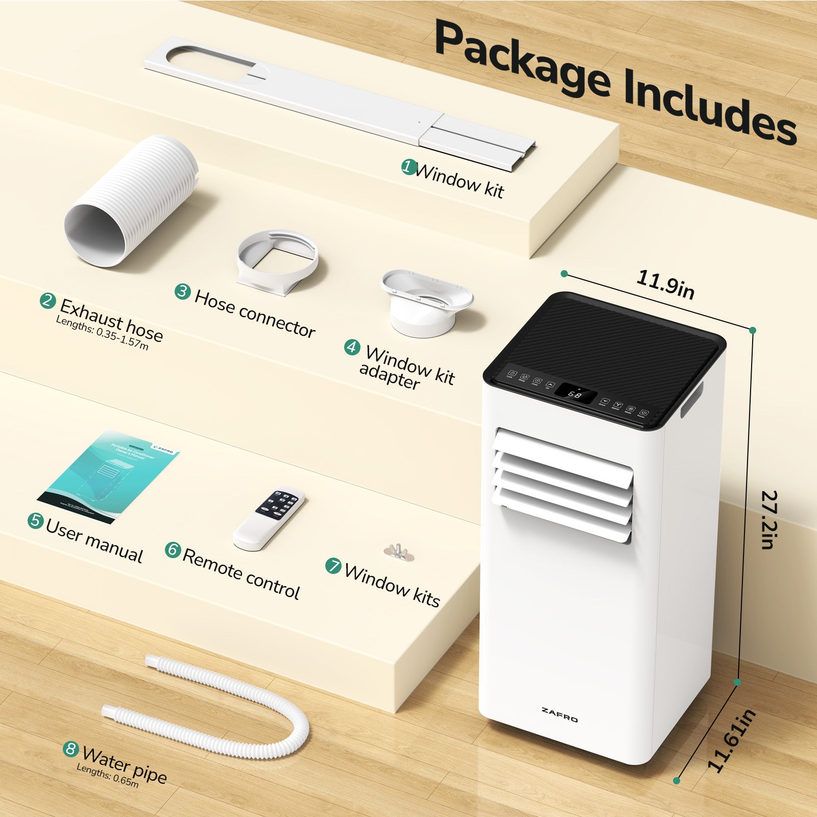 ZAFRO 10,000 BTU (6,000 BTU SACC) Portable Air Conditioner Cools Up To 300 sq. ft.