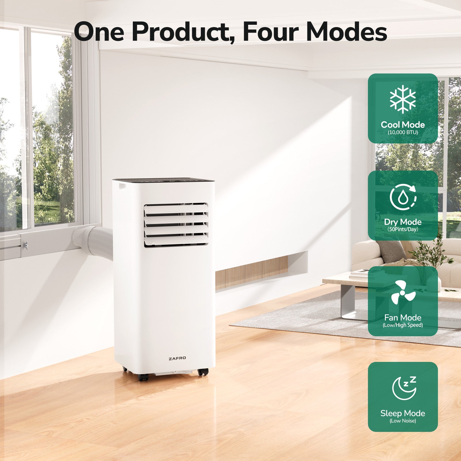ZAFRO 10,000 BTU (6,000 BTU SACC) Portable Air Conditioner Cools Up To 300 sq. ft.