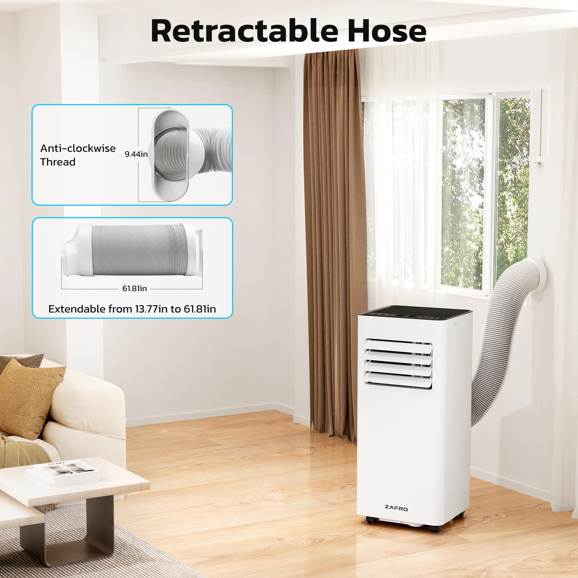 ZAFRO 10,000 BTU Portable Air Conditioner Cools Up To 300 sq. ft.