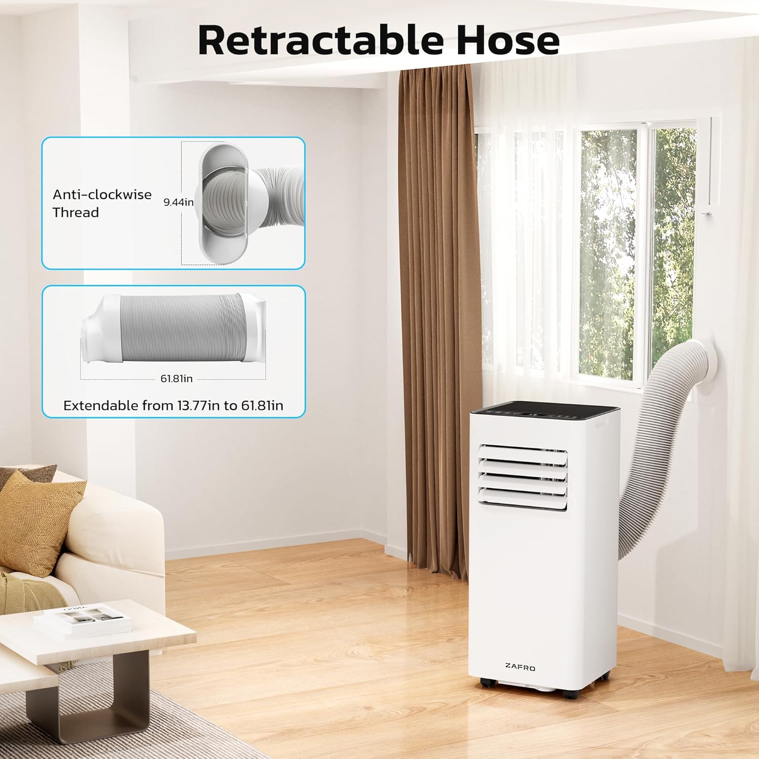 ZAFRO 8,000 BTU Portable Air Conditioner Cools Up To 250 sq. ft.