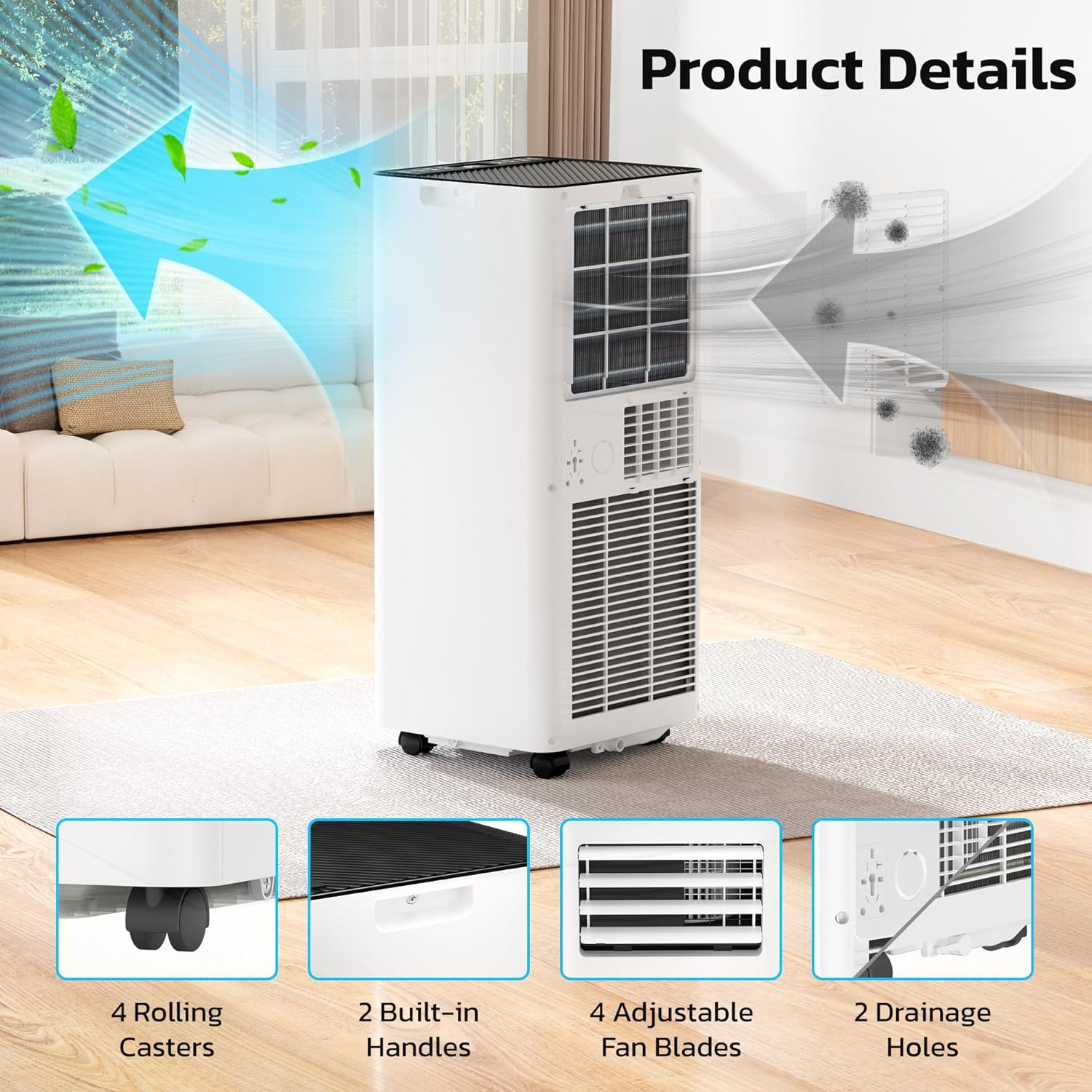 ZAFRO 8,000 BTU Portable Air Conditioner Cools Up To 250 sq. ft.