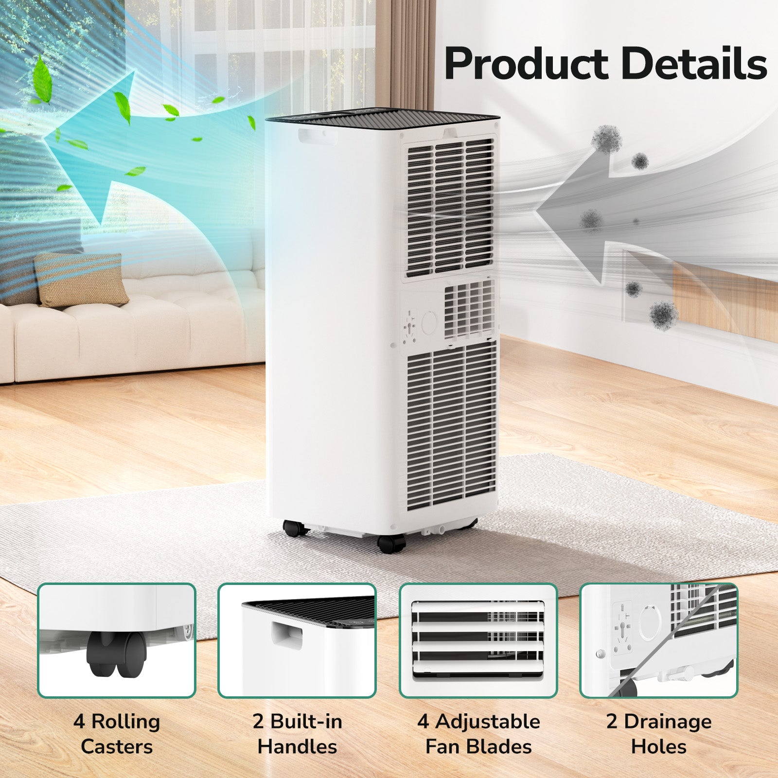 ZAFRO 8,000 BTU (5,000 BTU SACC) Portable Air Conditioner Cools Up To 250 sq. ft.