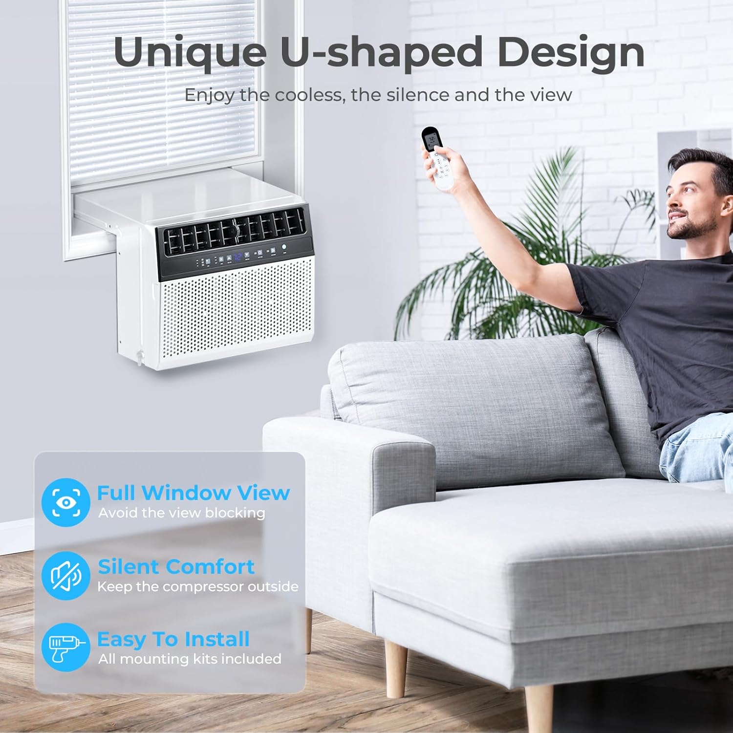 ZAFRO 10,000 BTU U-Shaped Window Air Conditioner Cools Up To 450 Sq. ft.