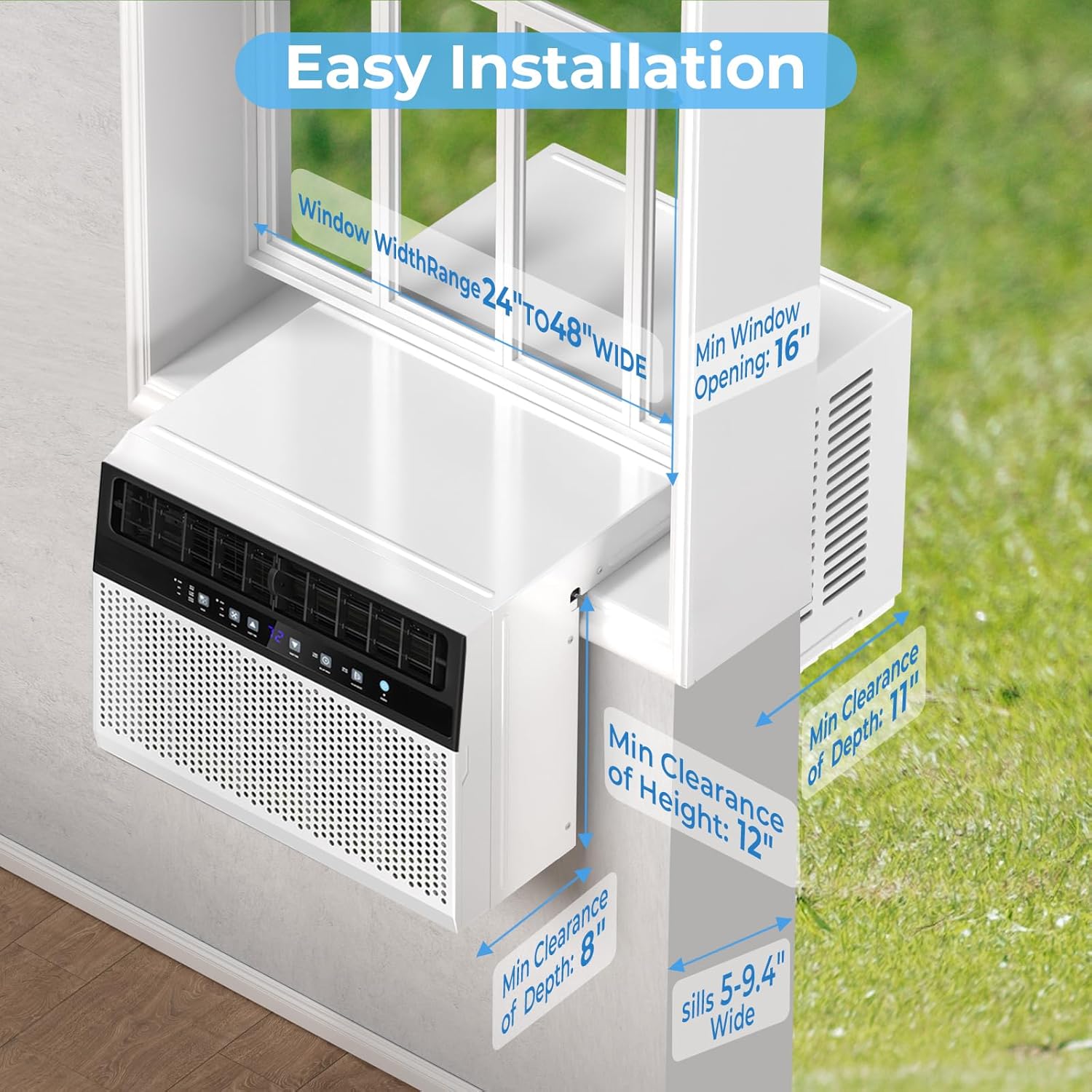 ZAFRO 10,000 BTU U-Shaped Window Air Conditioner Cools Up To 450 Sq. ft.