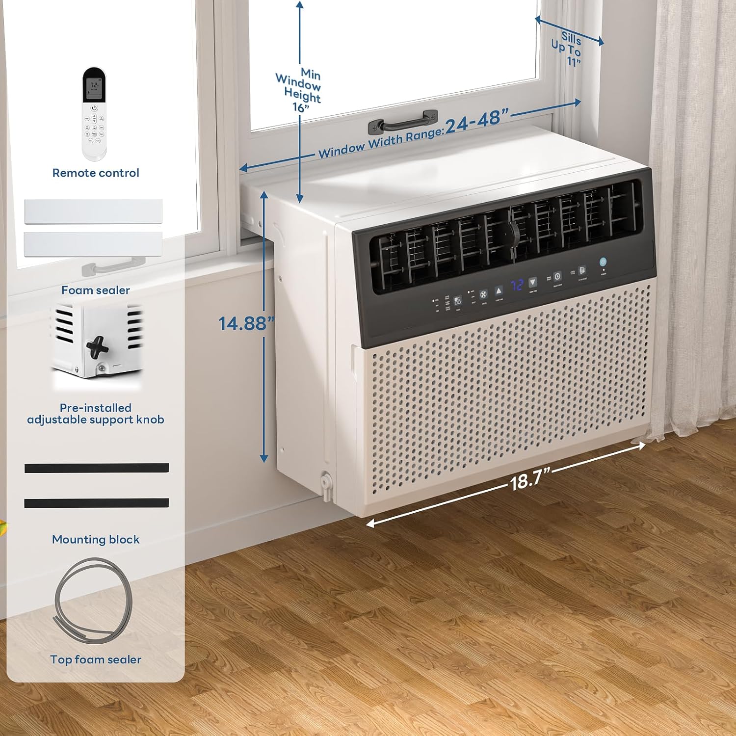 ZAFRO 10,000 BTU U-Shaped Window Air Conditioner Cools Up To 450 Sq. ft.
