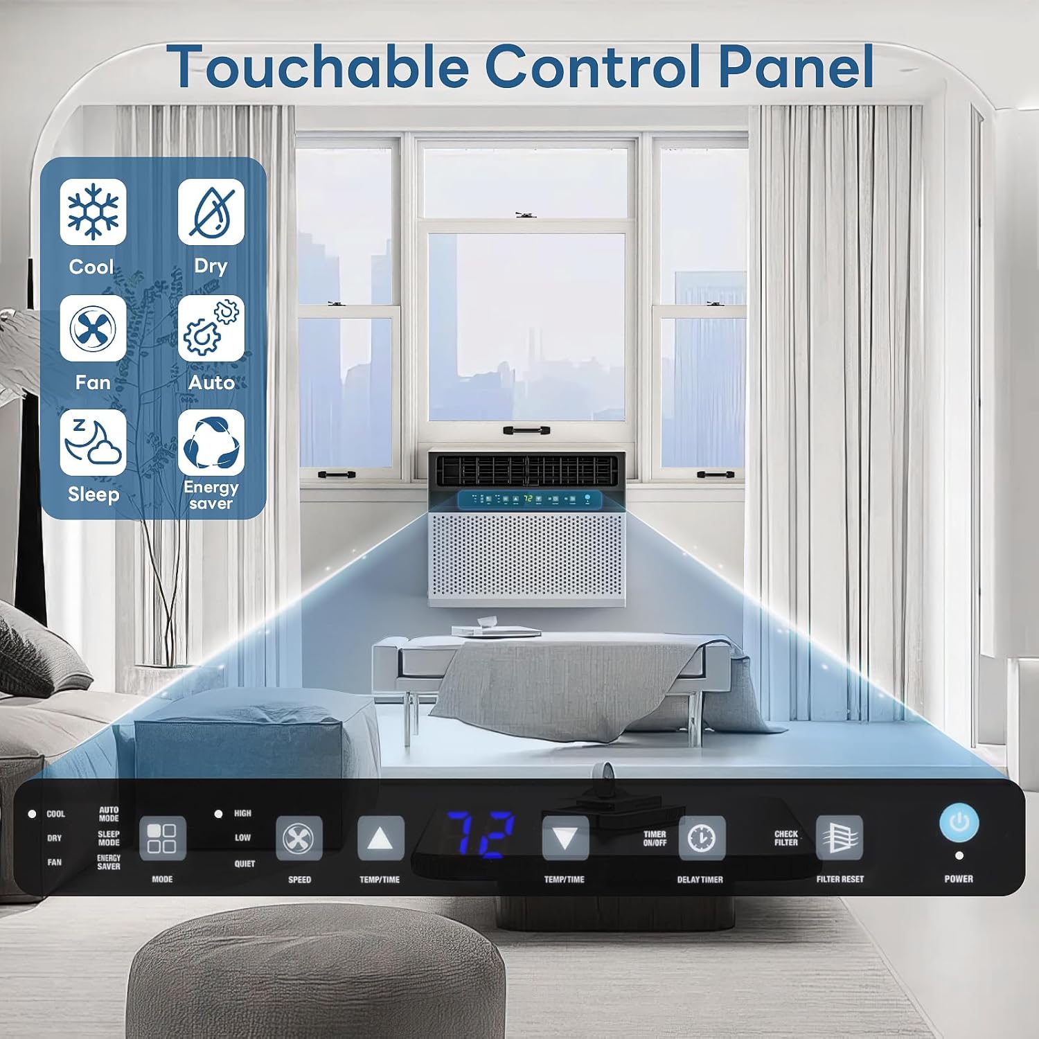 ZAFRO 10,000 BTU U-Shaped Window Air Conditioner Cools Up To 450 Sq. ft.