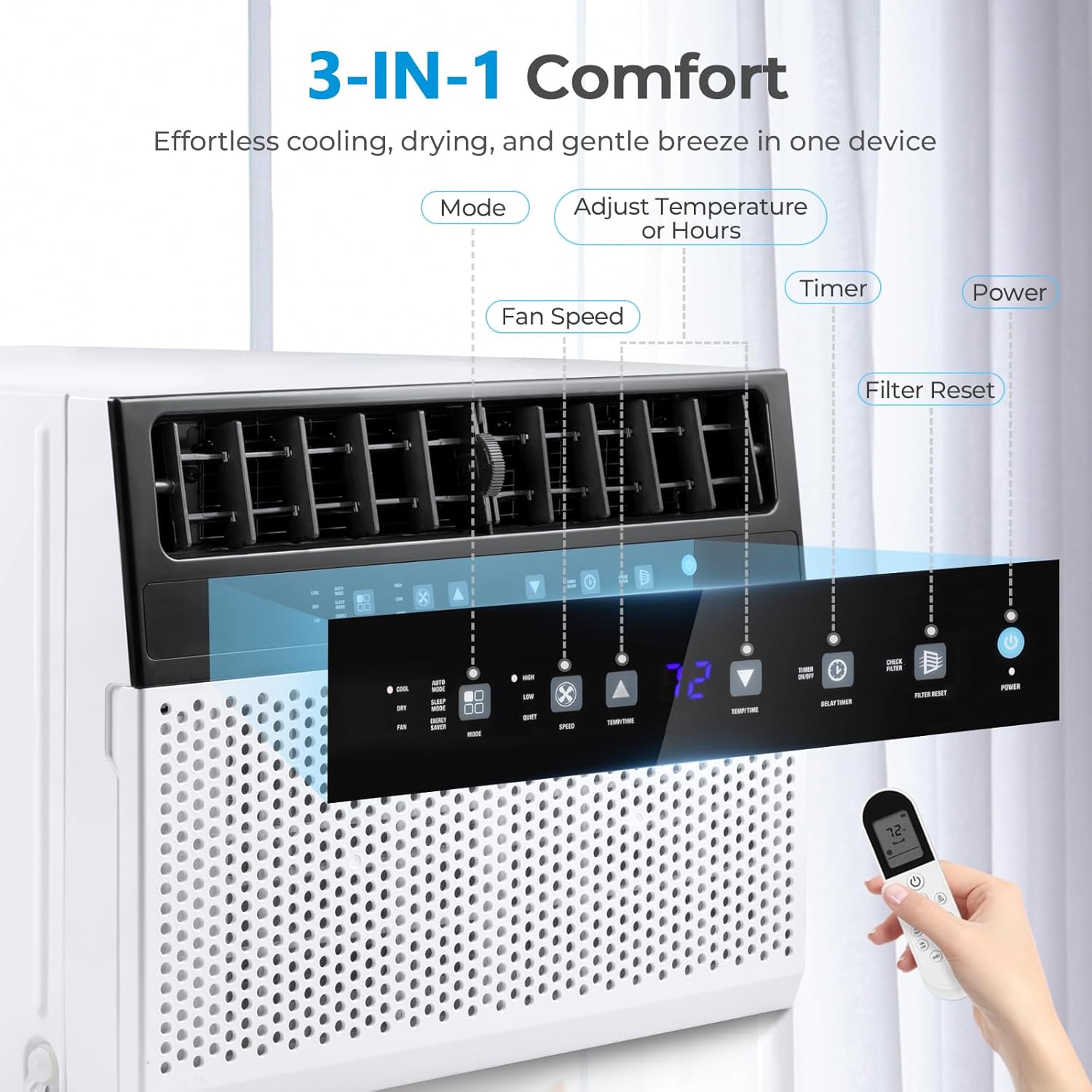 ZAFRO 12,000 BTU U-Shaped Window Air Conditioner Cools Up To 550 Sq. ft.