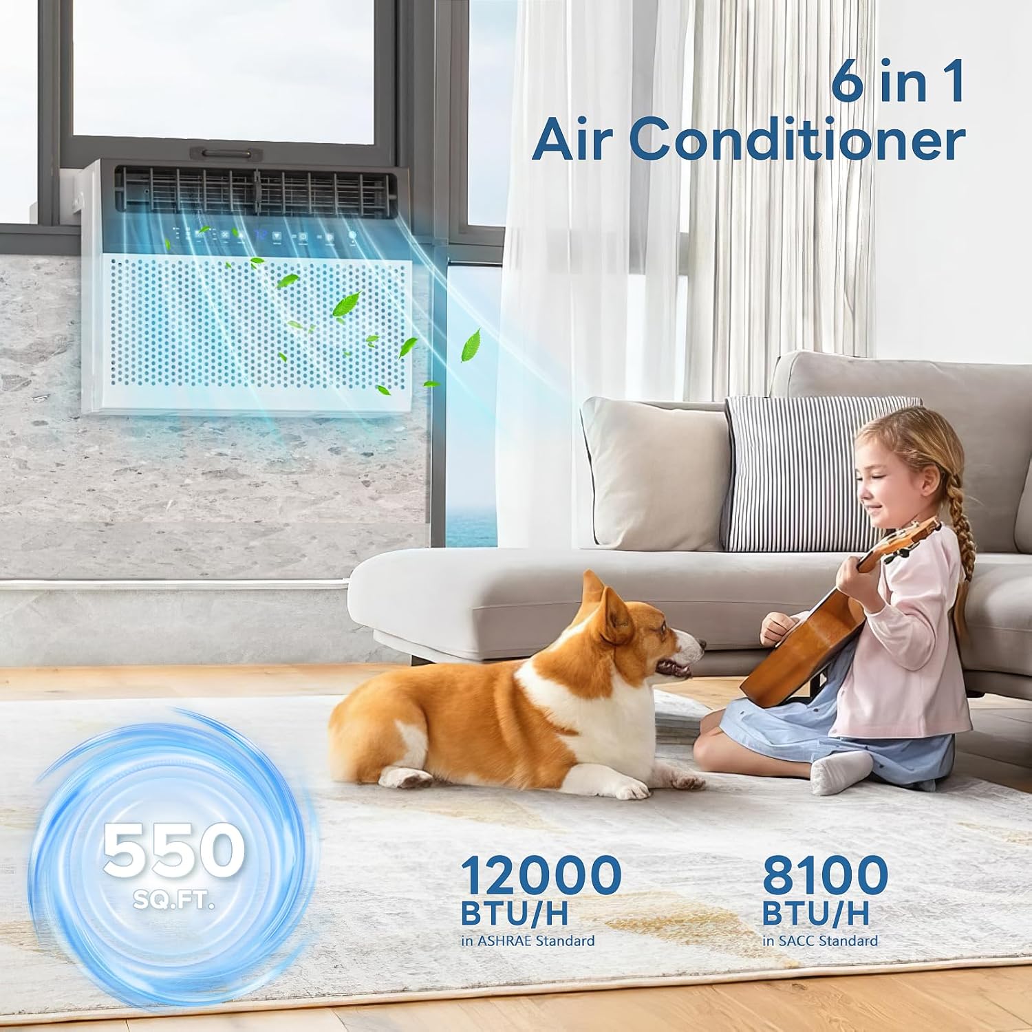 ZAFRO 12,000 BTU U-Shaped Window Air Conditioner Cools Up To 550 Sq. ft.