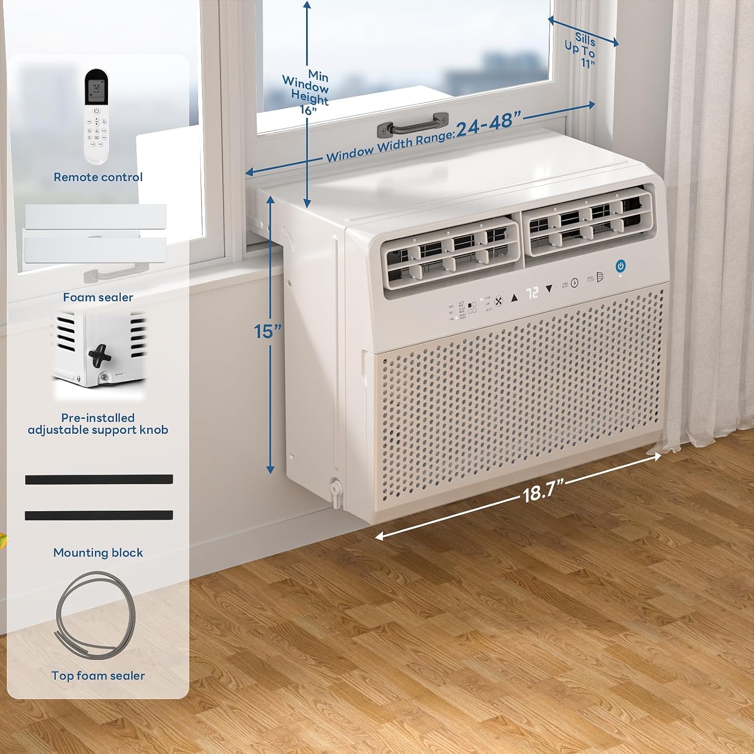 ZAFRO 10,000 BTU U-Shaped Window Air Conditioner Cools Up To 450 Sq. ft.