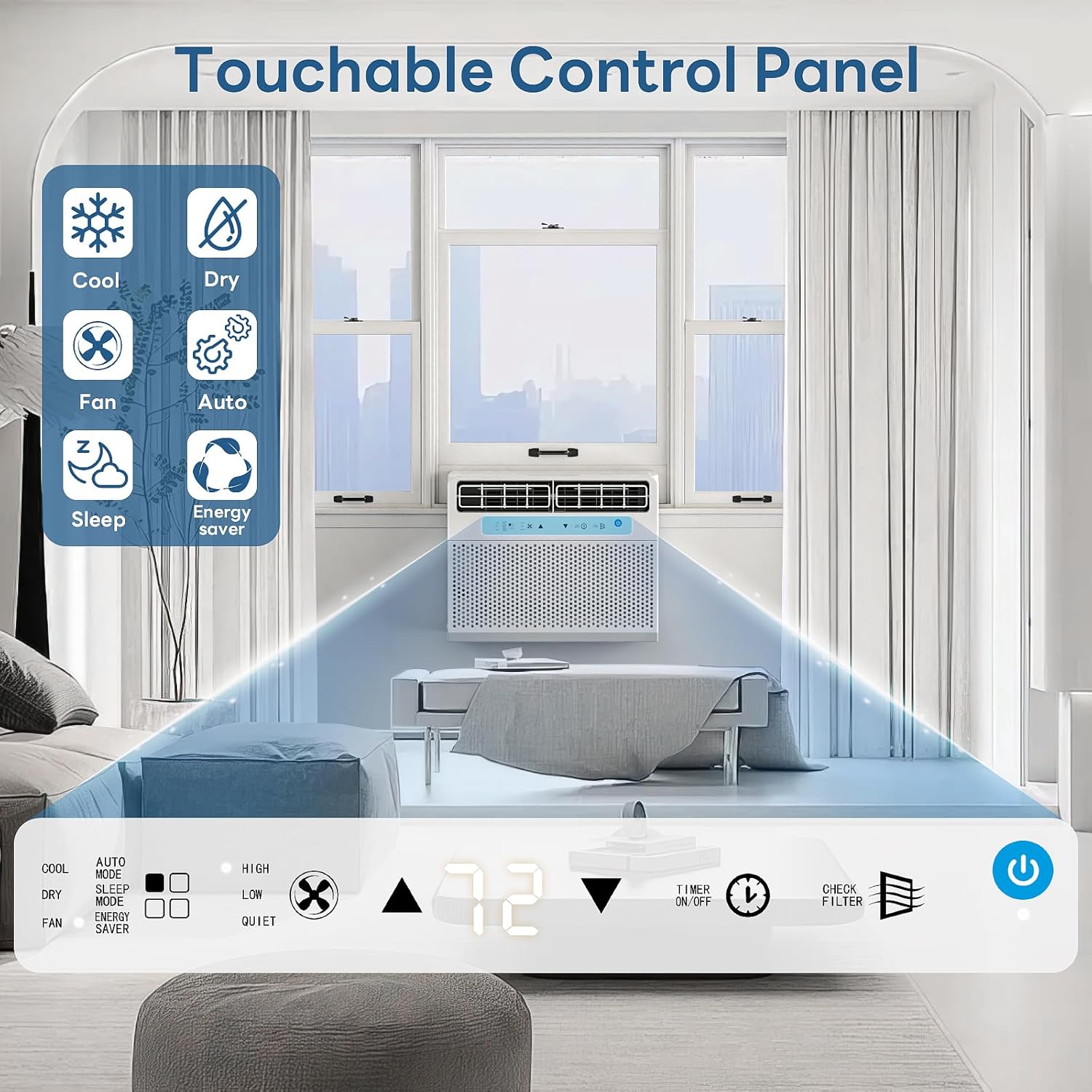 ZAFRO 10,000 BTU U-Shaped Window Air Conditioner Cools Up To 450 Sq. ft.