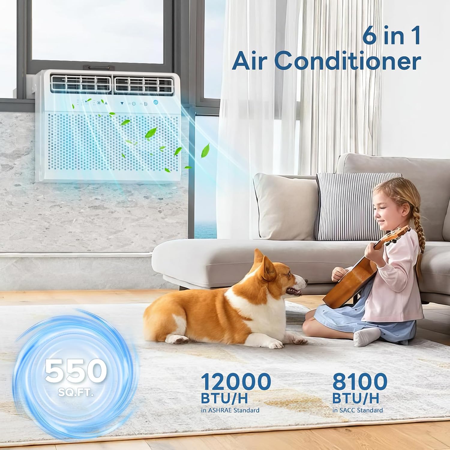 ZAFRO 12,000 BTU U-Shaped Window Air Conditioner Cools Up To 550 Sq. ft.