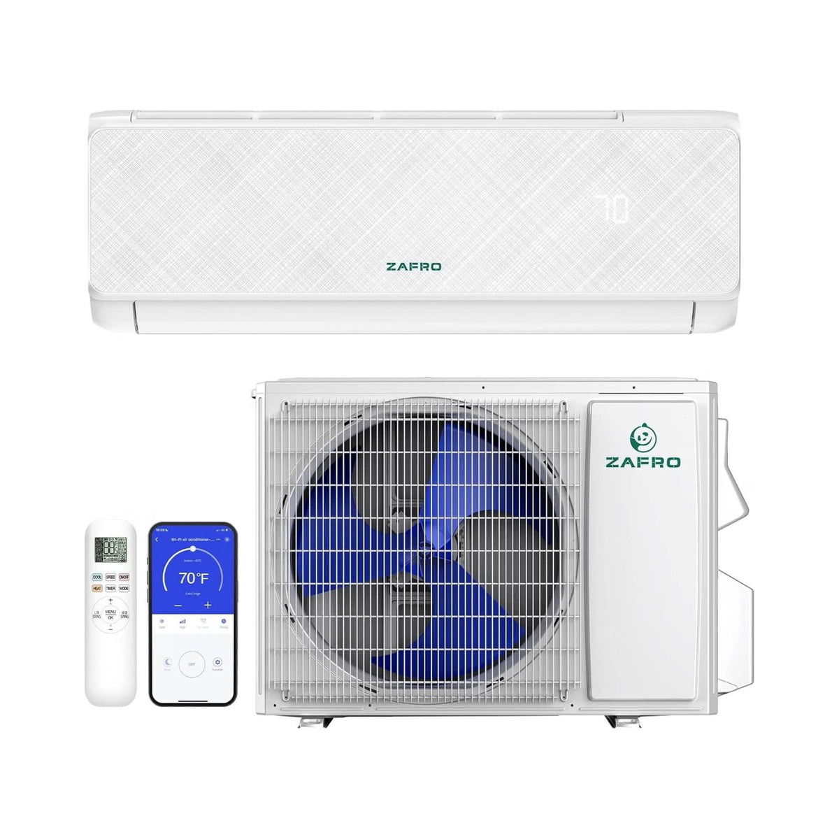 ZAFRO 12,000 BTU WiFi Mini Spilt Air Conditioner with Heat Pump, 22 SEER2, 115V