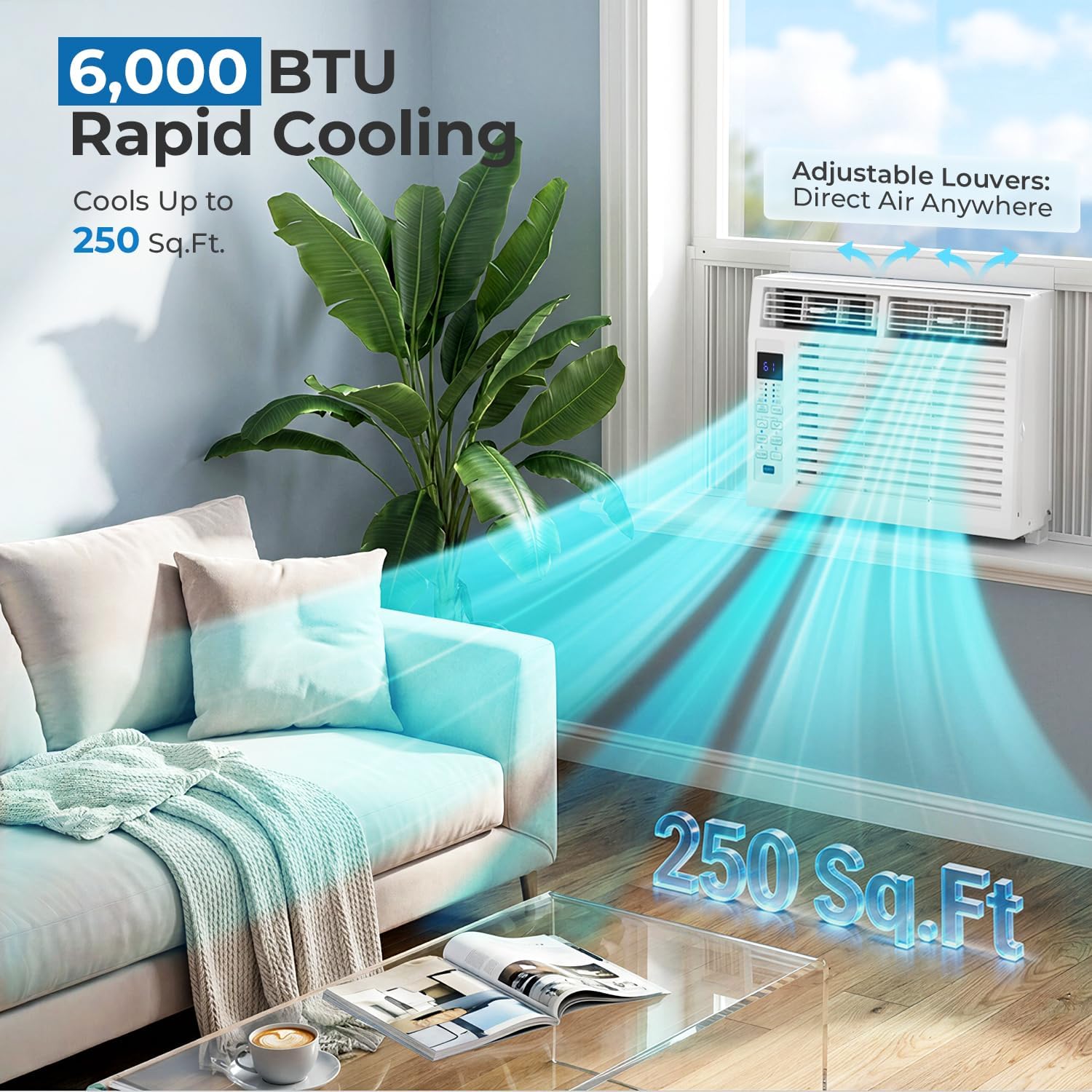 ZAFRO 6,000/12,000/14,000 BTU Window Air Conditioner Cools Up To 250/550/700 sq. ft.