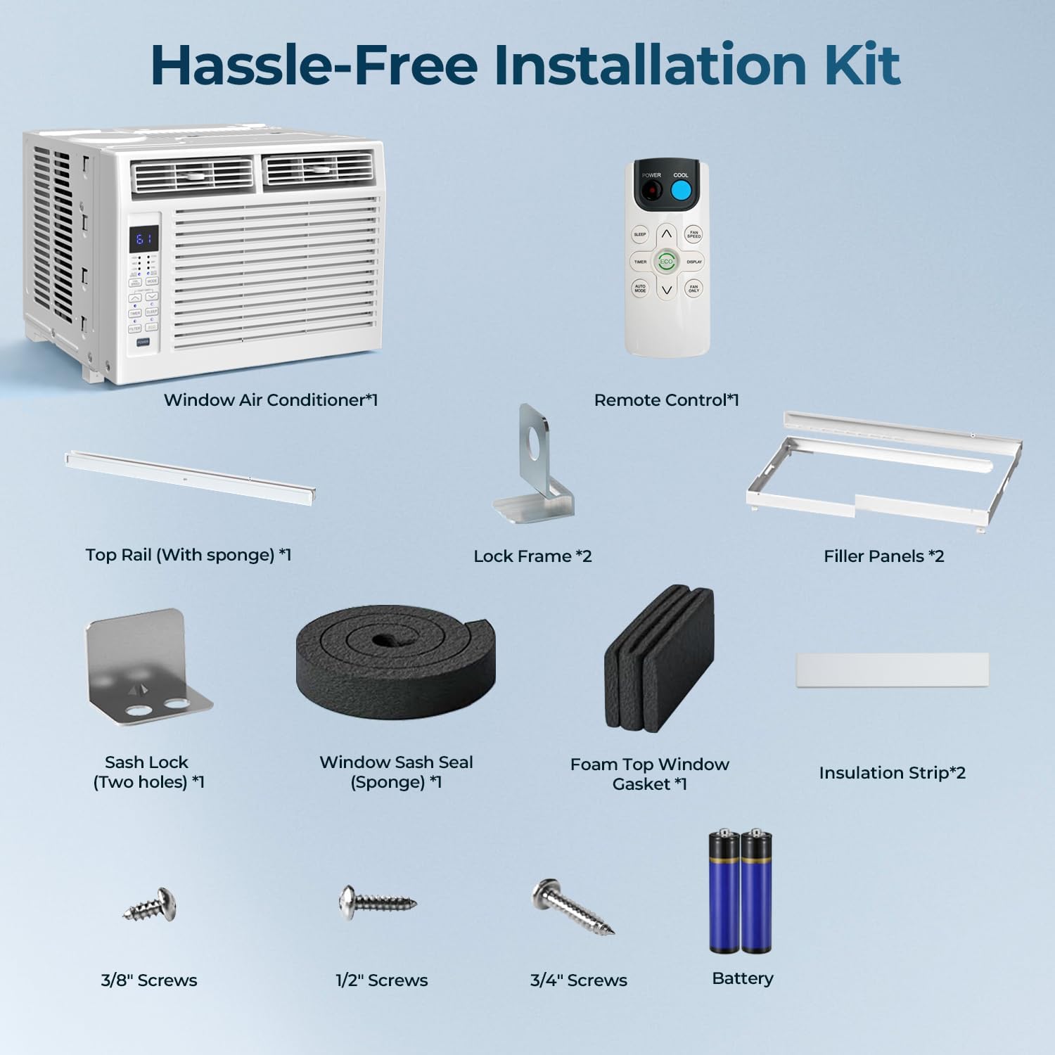 ZAFRO 6,000/12,000/14,000 BTU Window Air Conditioner Cools Up To 250/550/700 sq. ft.