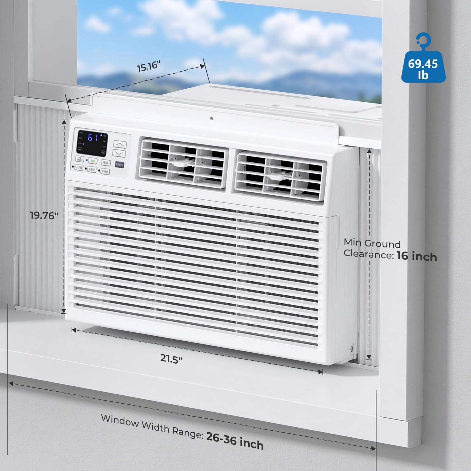 ZAFRO 6,000/12,000/14,000 BTU Window Air Conditioner Cools Up To 250/550/700 sq. ft.