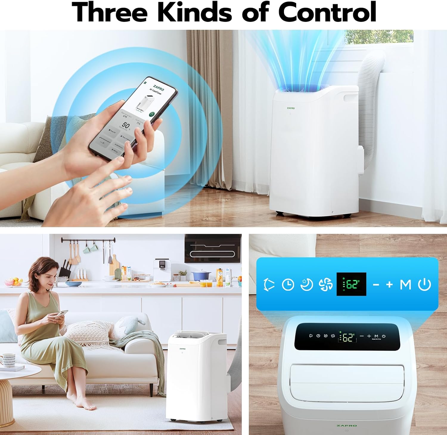 ZAFRO 12,000 BTU (8,000 BTU SACC) Smart WiFi Portable Air Conditioner Cools Up To 400 sq. ft.