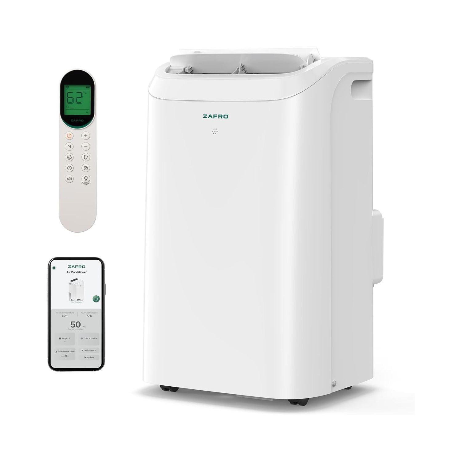 ZAFRO 12,000 BTU (8,000 BTU SACC) Smart WiFi Portable Air Conditioner Cools Up To 400 sq. ft.