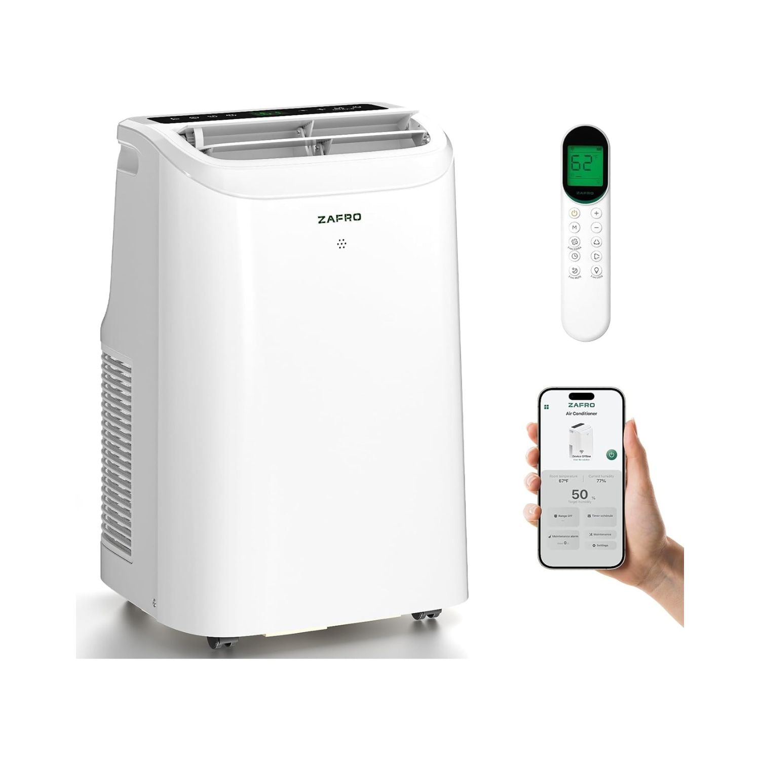 ZAFRO 10,000 BTU (6,000 BTU SACC) Smart Portable Air Conditioner Cools Up To 250 sq. ft.