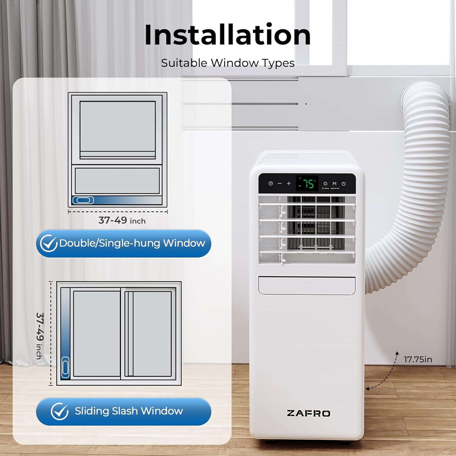 ZAFRO 10,000 BTU (6,000 BTU SACC) Smart WiFi Portable Air Conditioner Cools Up To 250 sq. ft.