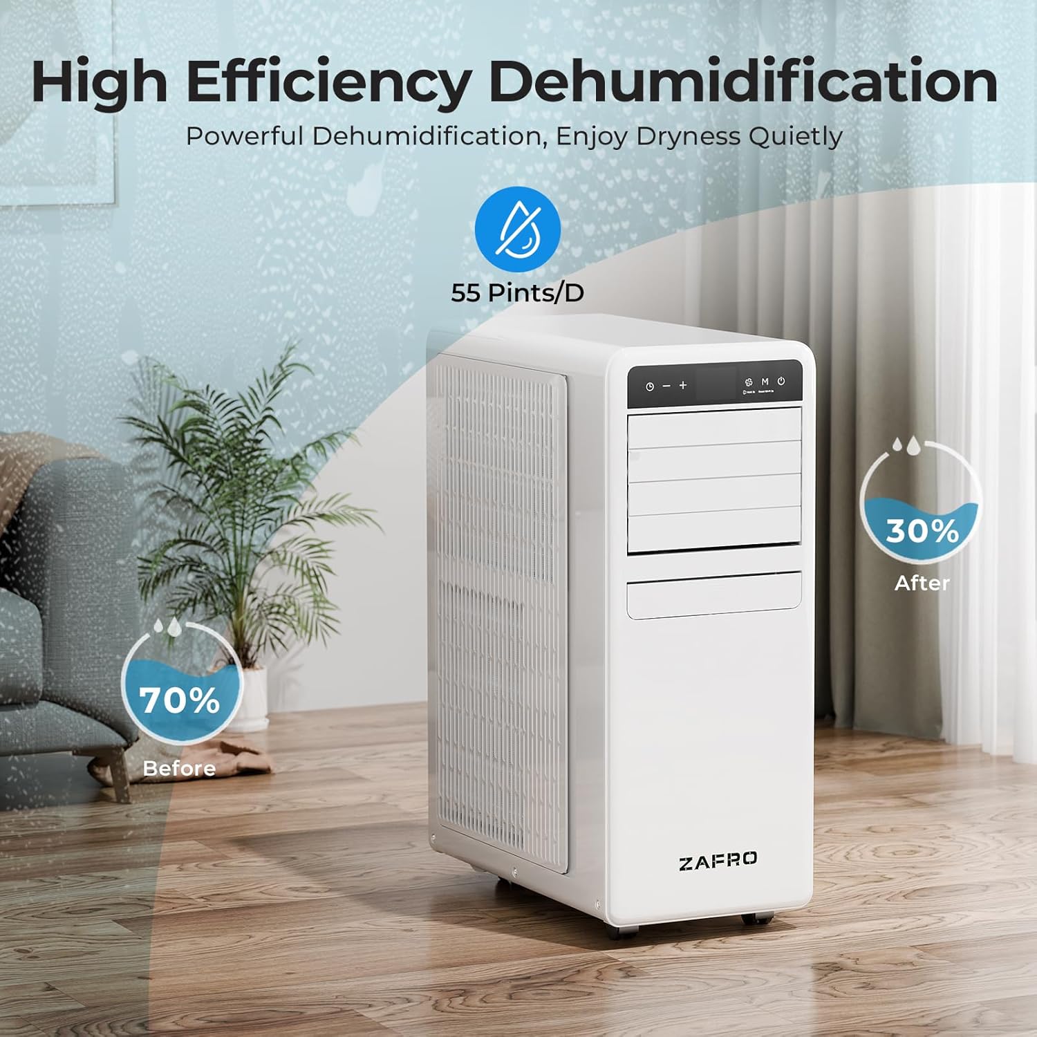 ZAFRO 12,000 BTU (8,000 BTU SACC) Smart WiFi Portable Air Conditioner Cools Up To 270 sq. ft.