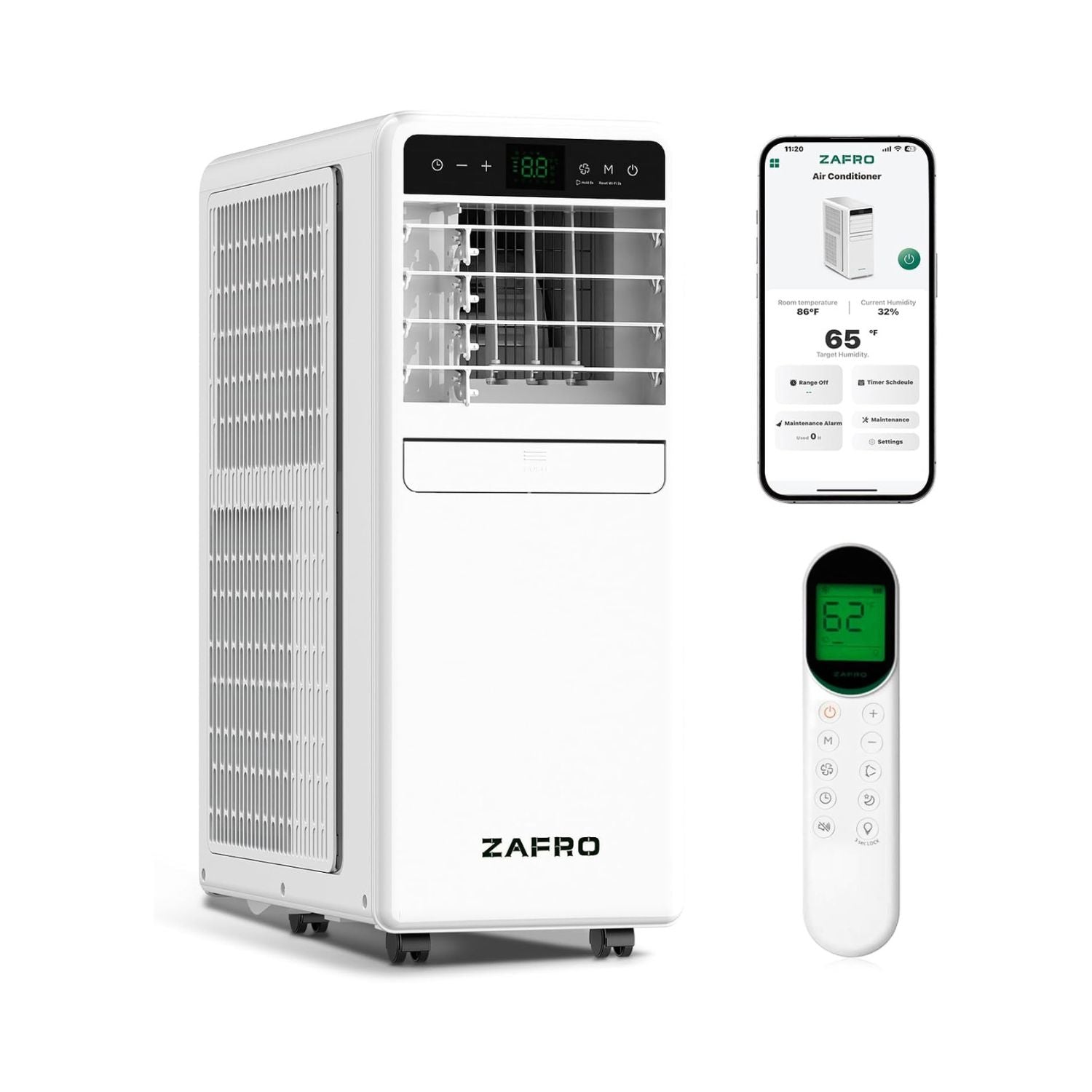 ZAFRO 12,000 BTU (8,000 BTU SACC) Smart WiFi Portable Air Conditioner Cools Up To 270 sq. ft.