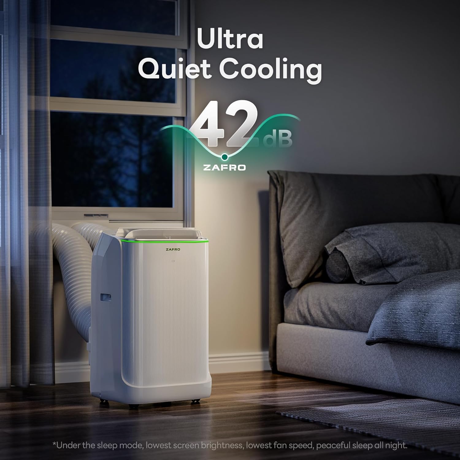 ZAFRO 14,000 BTU Dual Hose Inverter Smart WiFi Portable Air Conditioner Cools Up To 500 sq. ft.