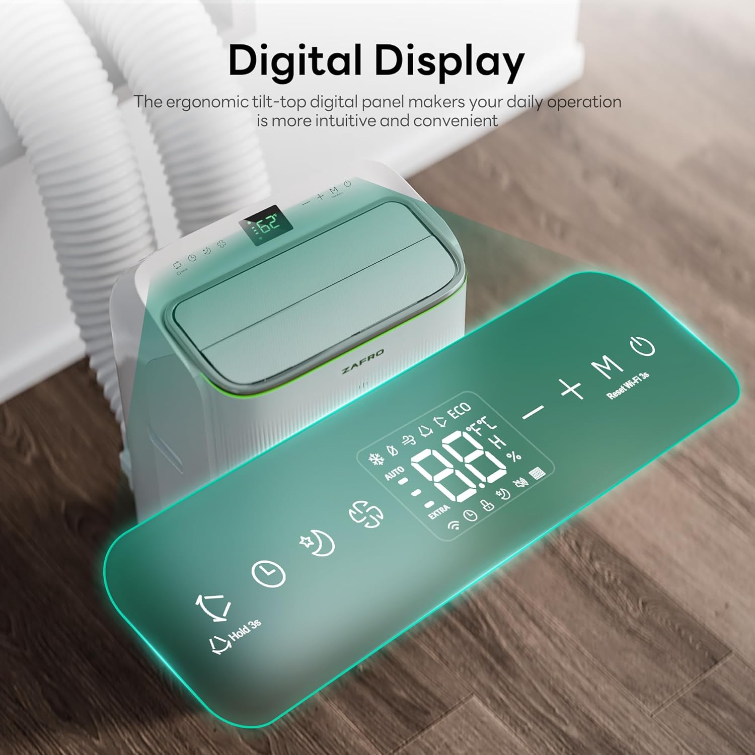 ZAFRO 16,000 BTU (12,000 BTU SACC) Portable Air Conditioner with Digital Display