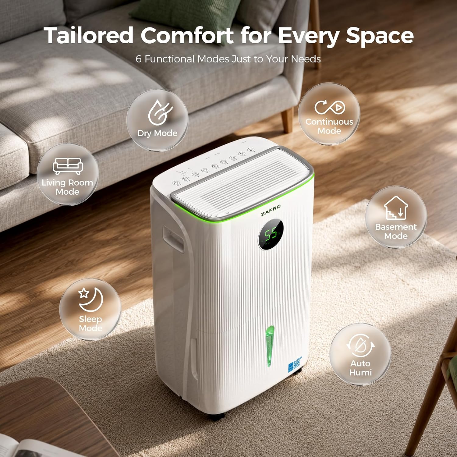 ZAFRO 150 Pints Smart Dehumidifier, Energy Star Most Efficient, Covers Up to 7,500 sq. ft.