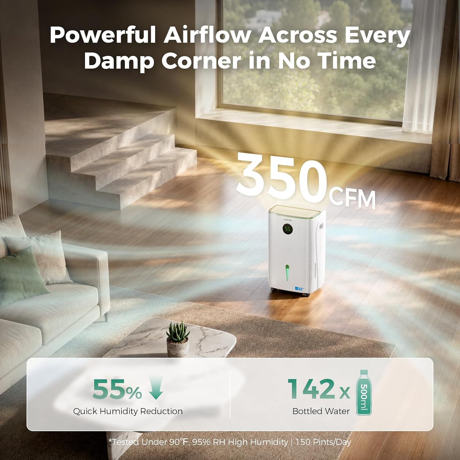 ZAFRO 150 Pints Smart Dehumidifier, Energy Star Most Efficient, Covers Up to 7,500 sq. ft.