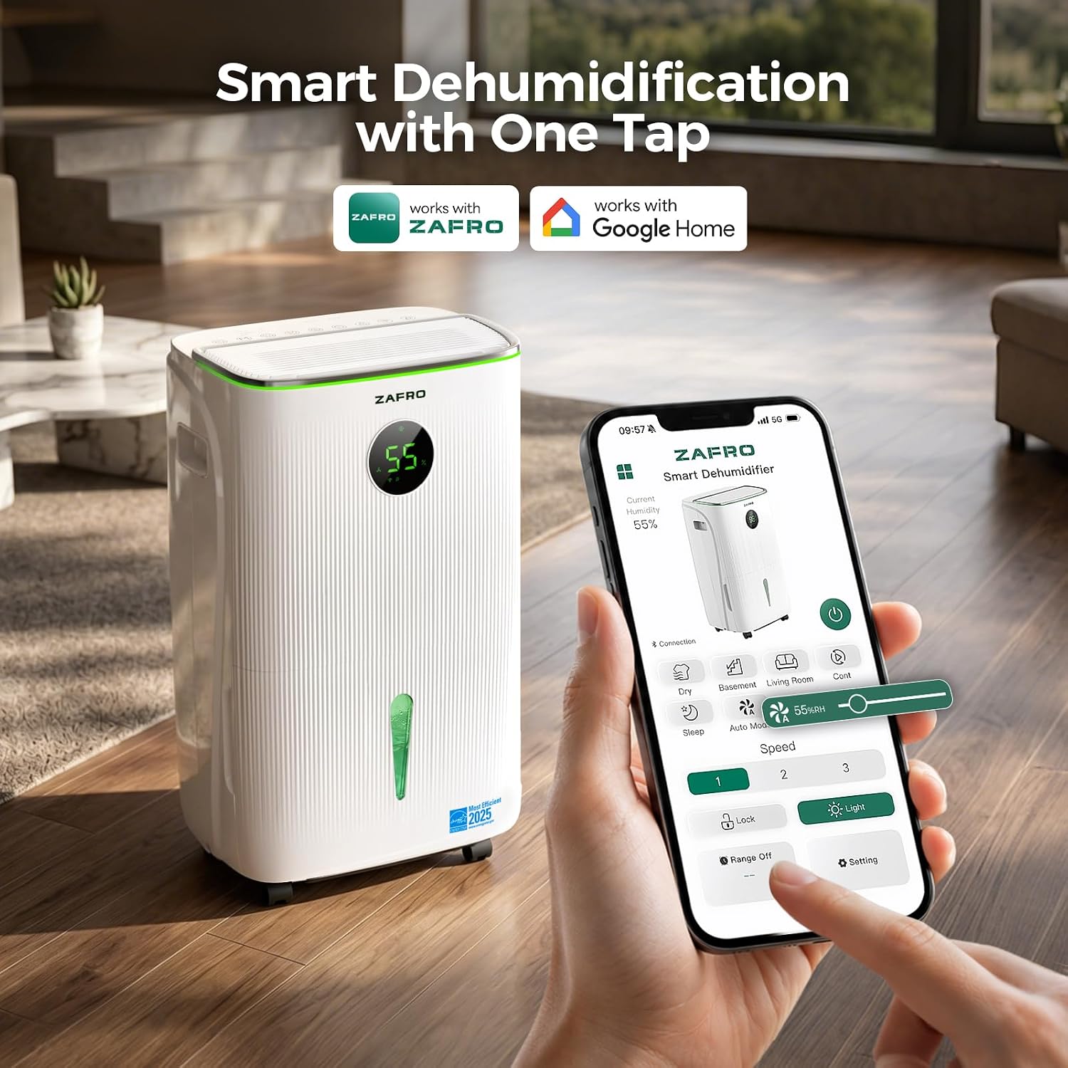 ZAFRO 150 Pints Smart Dehumidifier, Energy Star Most Efficient, Covers Up to 7,500 sq. ft.