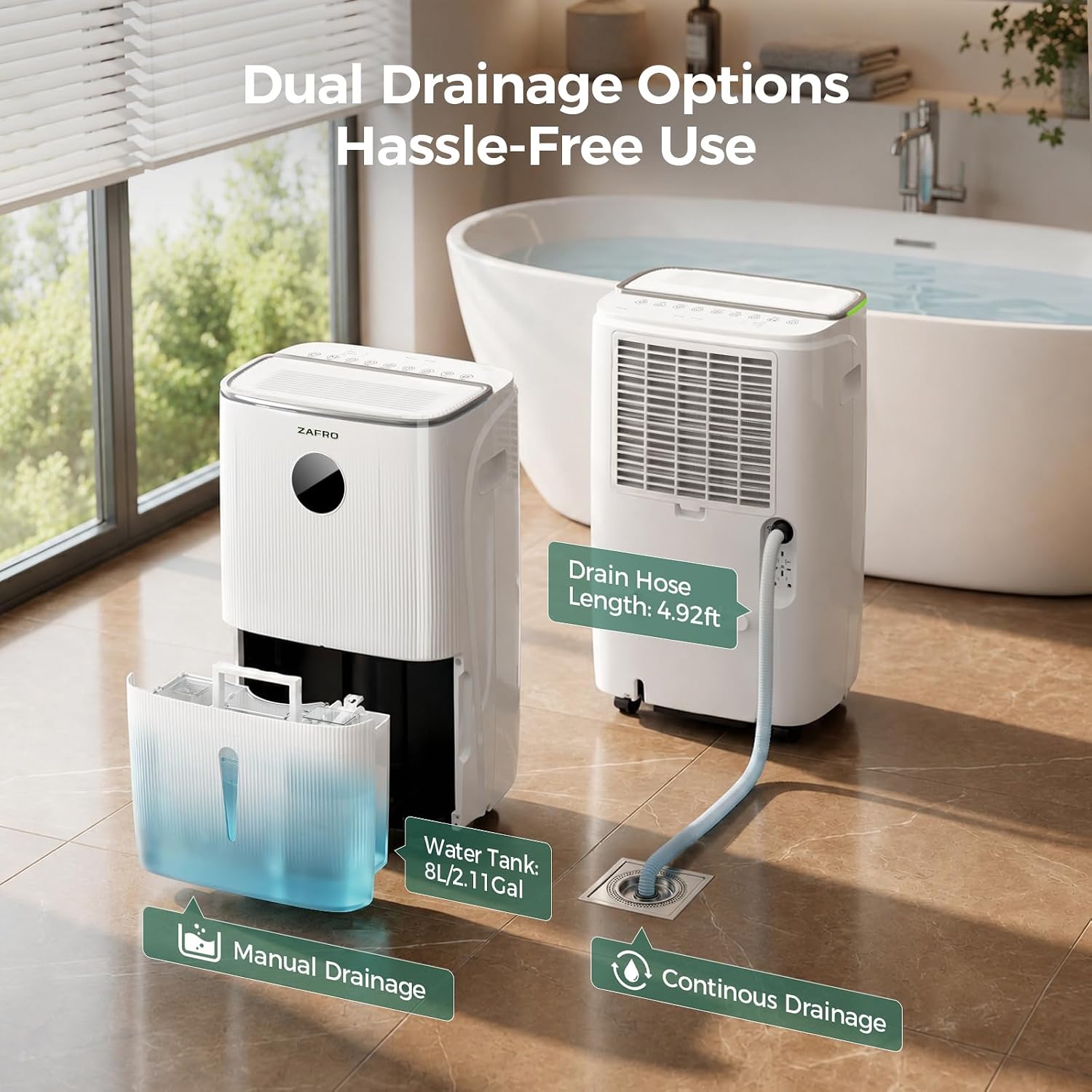 ZAFRO 150 Pints Smart Dehumidifier, Energy Star Most Efficient, Covers Up to 7,500 sq. ft.