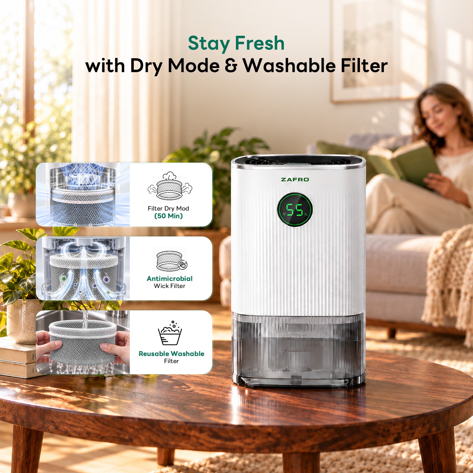 ZAFRO Helivap 450 Smart Mist-Free Evaporative Humidifier
