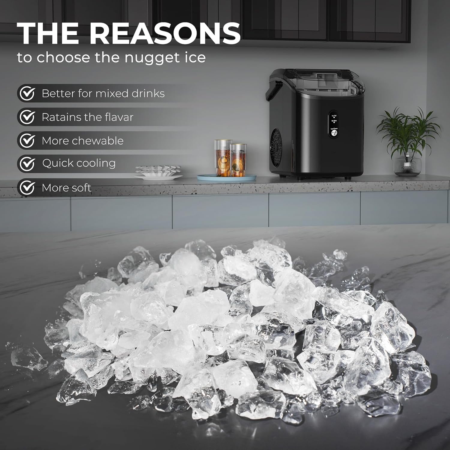ZAFRO 35Lbs/24H Nugget Ice Maker Countertop