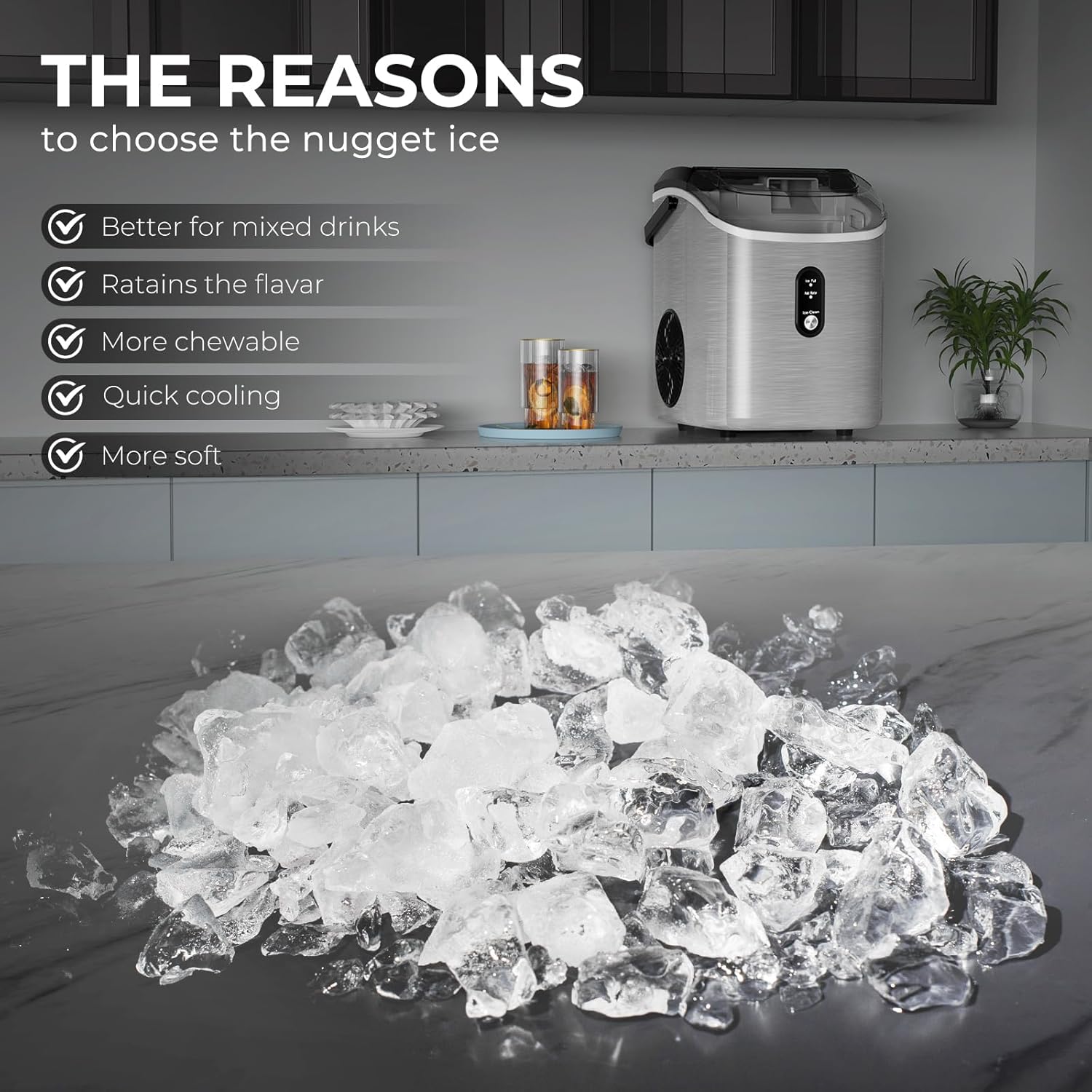 ZAFRO 35Lbs/24H Nugget Ice Maker Countertop