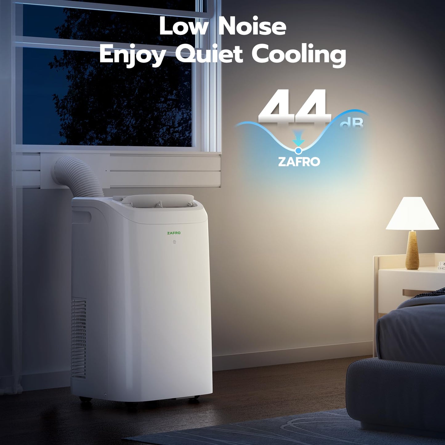 ZAFRO Portable Air Conditioners 14,000 BTU (10000 BTU SACC),46dB Quiet Cooling , WiFi/App Control, 24h Timer with Fan & Dehumidifier, for Bedroom, Office, Adjustable Design, Easy Installation